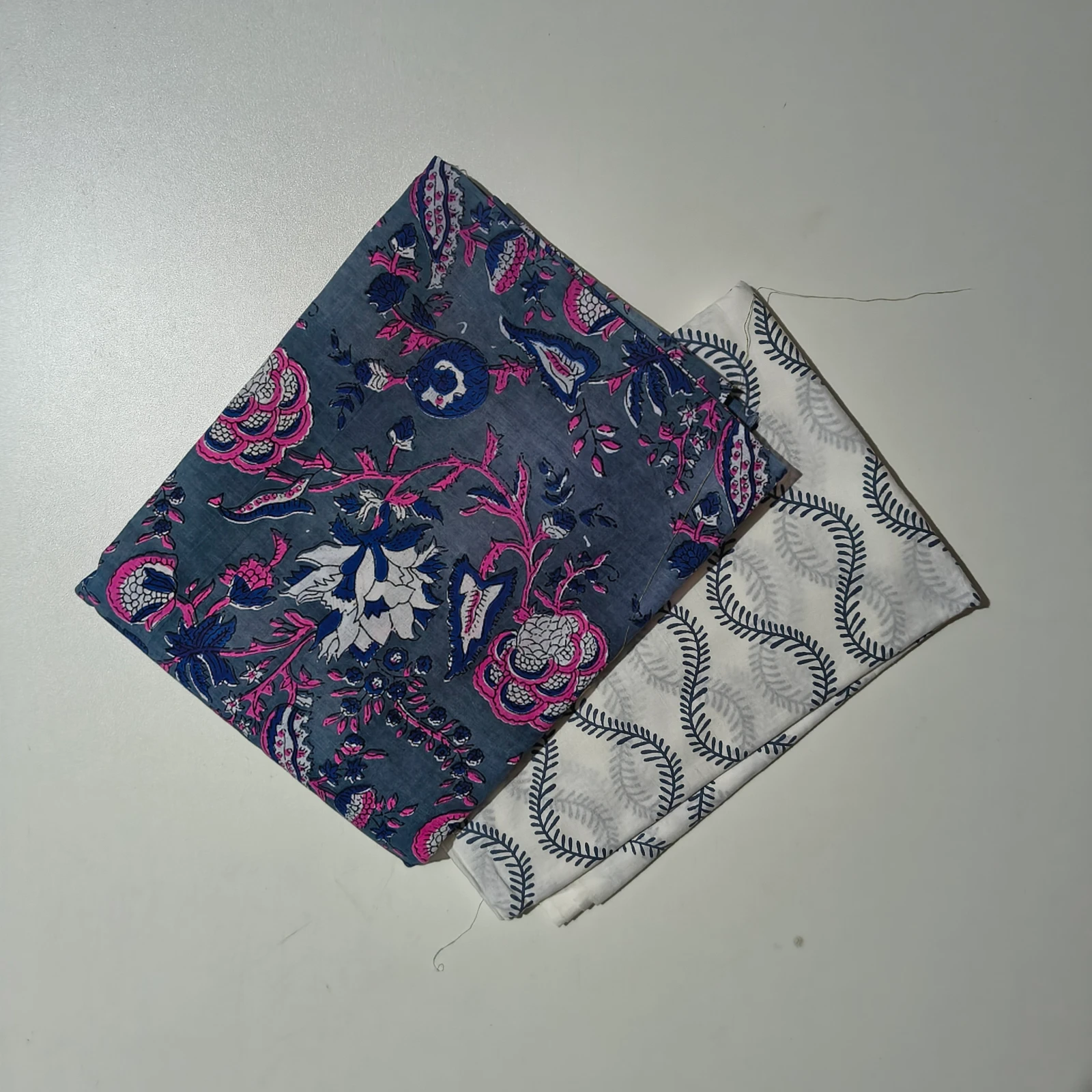Women's Midnight Blue Floral Hand Block Printed Cotton Dress Material view 2
