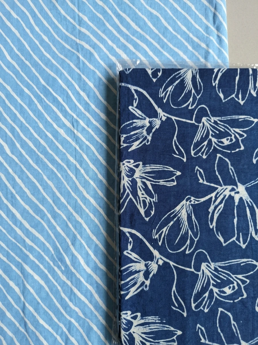 Women's Indigo Floral Hand Block Printed Cotton Dress Material view 2