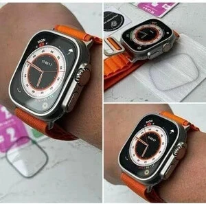 T800 Ultra Modern Smartwatch with Orange Silicone Wristband view 4