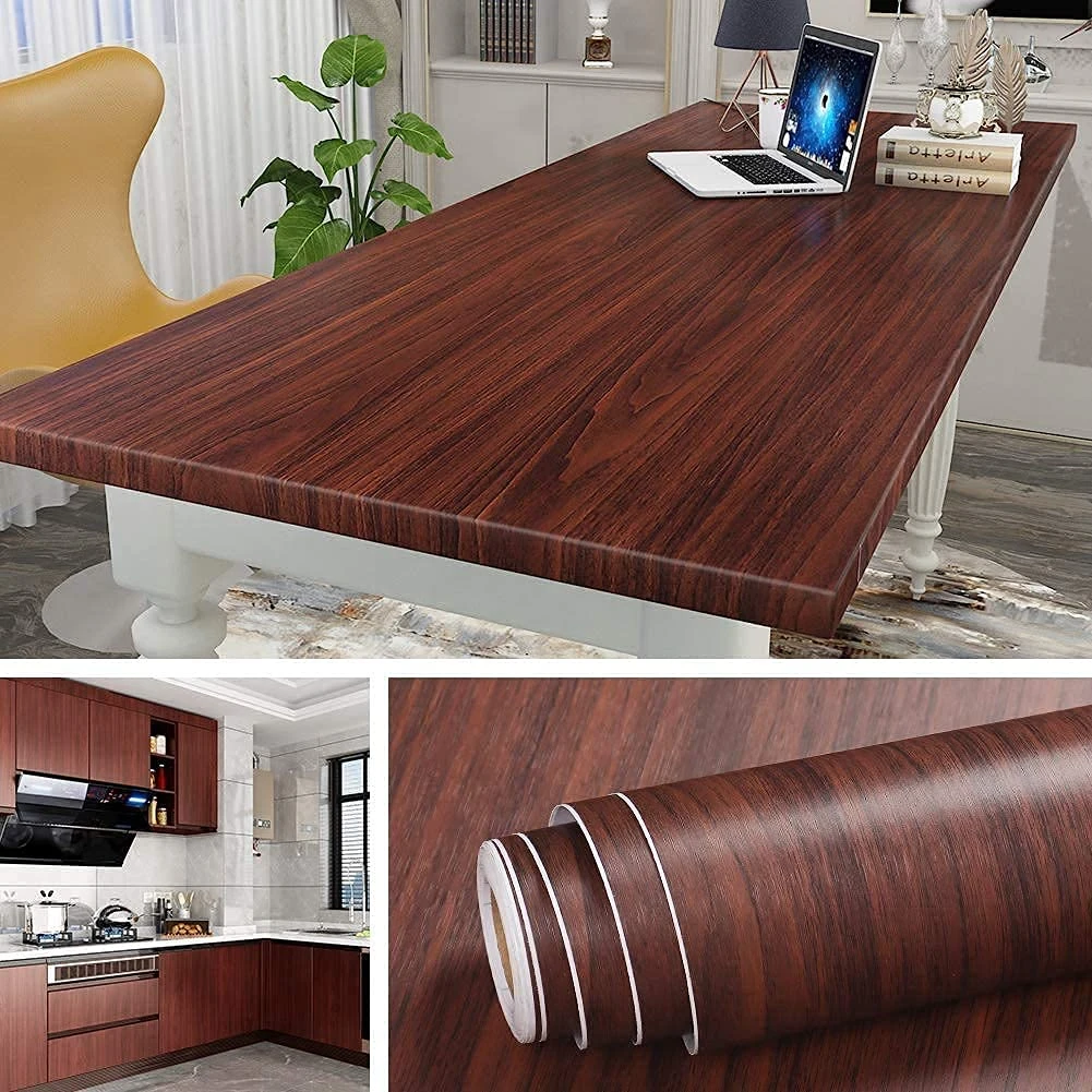 Lc 200 X 45 Cm Dark Wood Texture Self Adhesive Wallpaper For Living Room Bed Room Kitchen Peel&Stick Vinyl Wallpaper,Diy Decal,Kitchen,Living Room,Hall,Sofa Background Decal... view 1