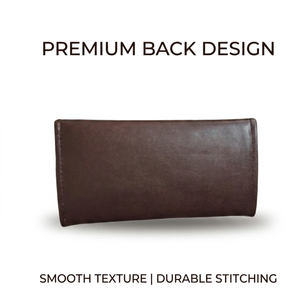 Stylish Brown Long Clutch for Women and Girls – Flap Closure Hand Purse
