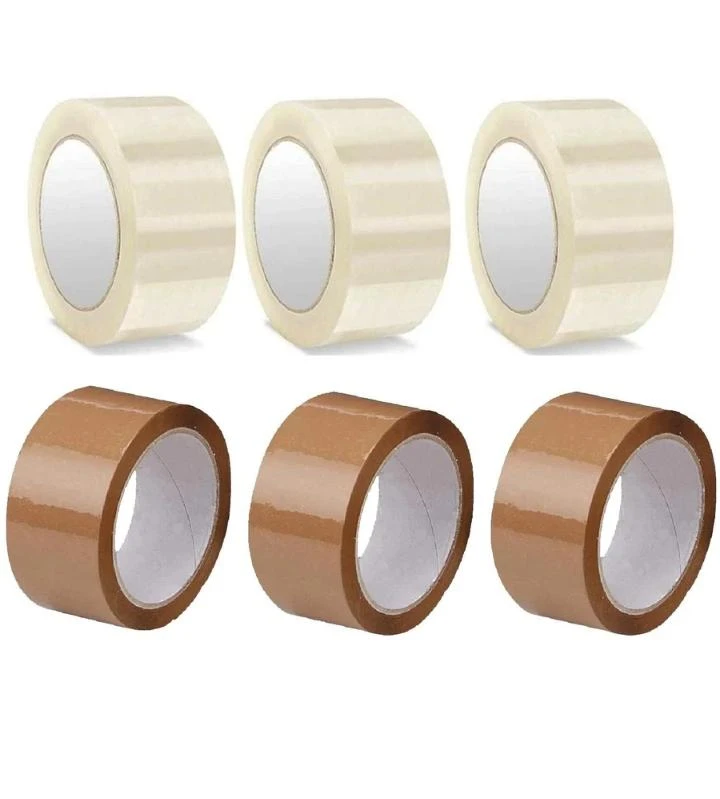 Transparent & Brown Packaging Tape Rolls Set
