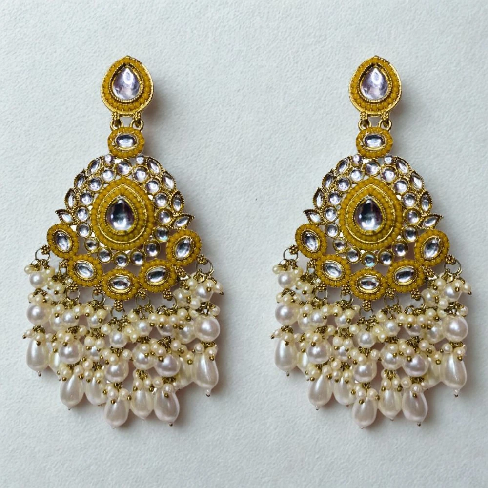 Tahaniya Traditional Kundan Pearl Drop Chandbali Earrings Chandbali Earring view 3