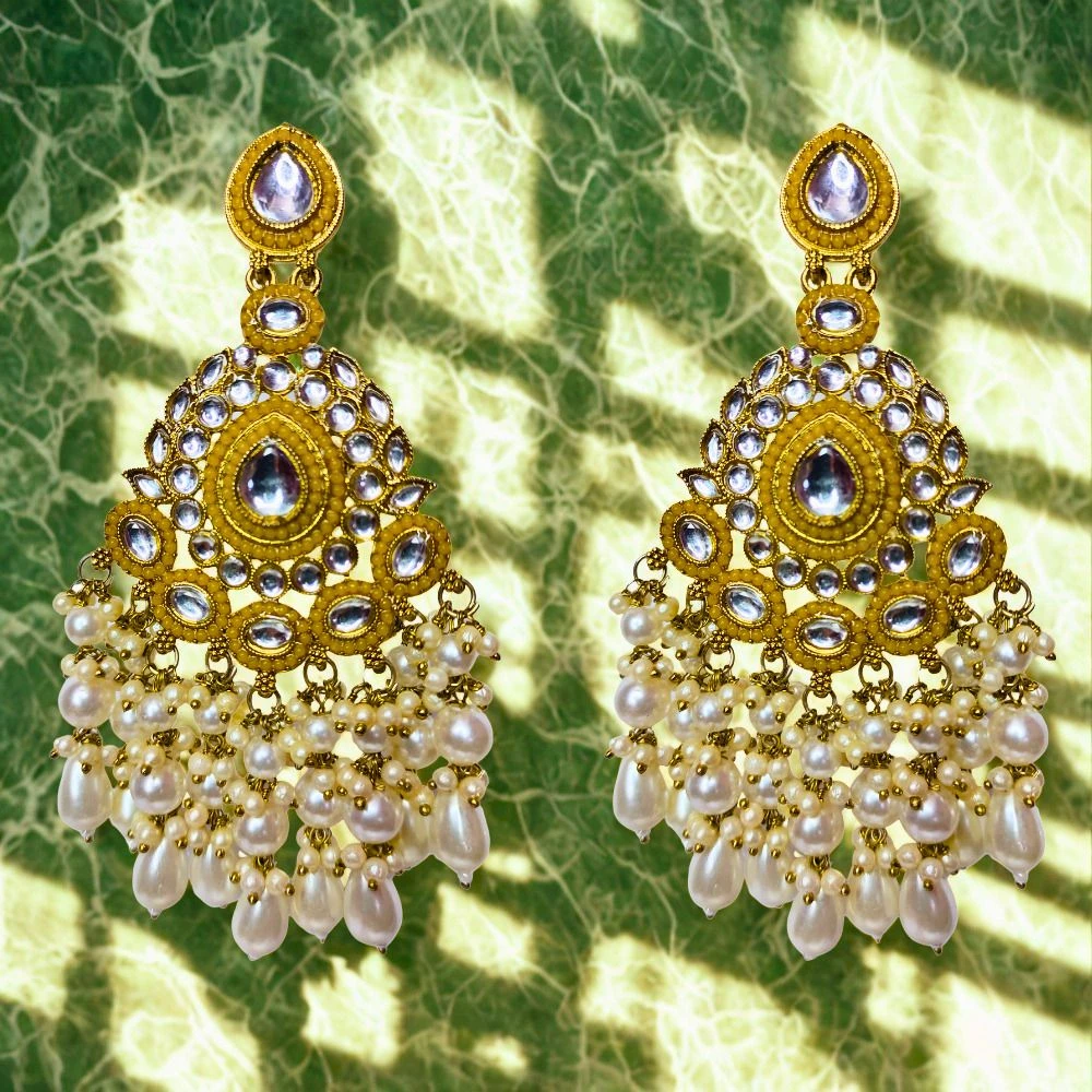 Tahaniya Traditional Kundan Pearl Drop Chandbali Earrings Chandbali Earring view 4
