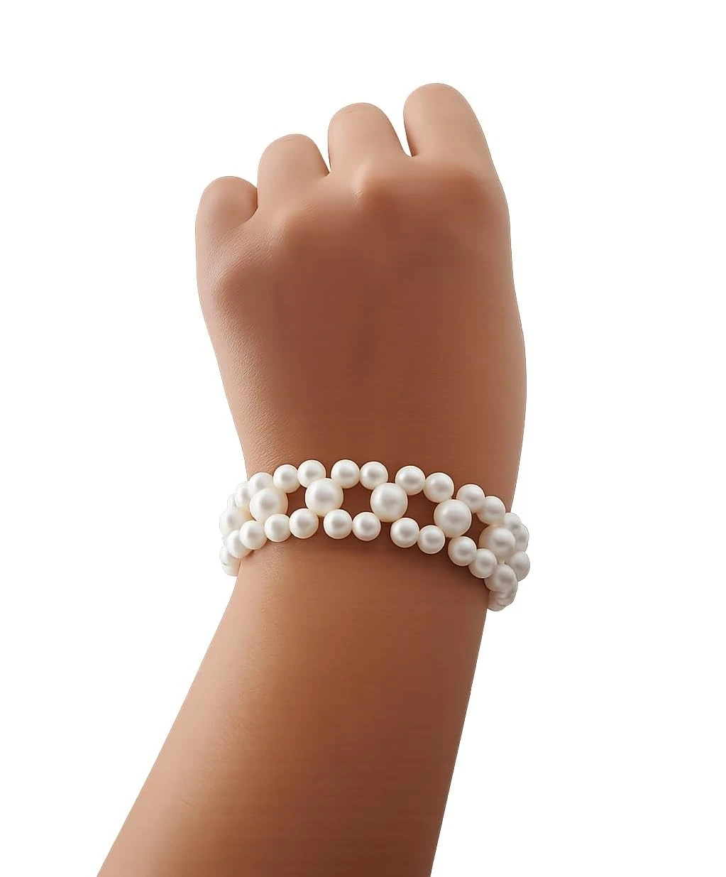 Handmade Double Layer Black Pearl Beaded Bracelet for women with Adjustable Grey Chain for Women & Girls view 3