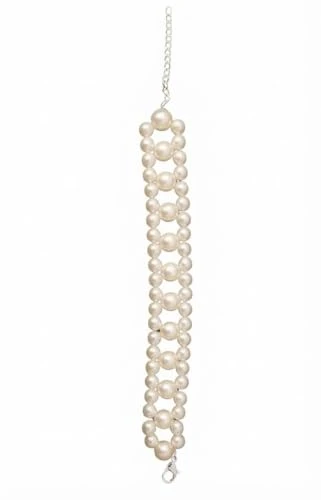 Handmade Double Layer Black Pearl Beaded Bracelet for women with Adjustable Grey Chain for Women & Girls view 8
