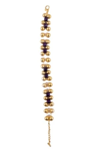 White & Brown Tricolour Criss Cross Beaded Bracelet with Adjustable Link Golden Chain view 8