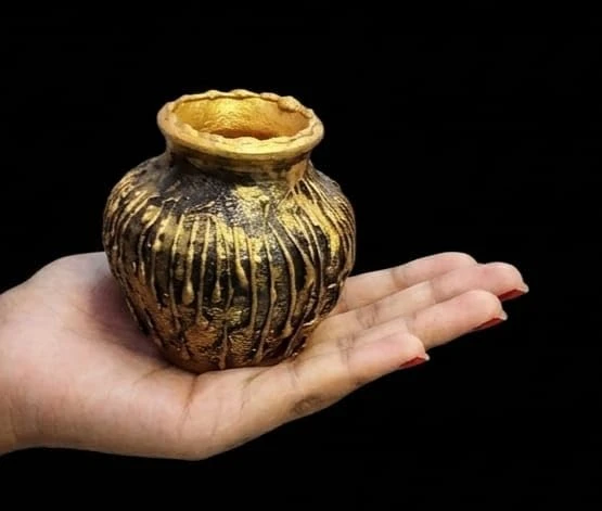Curated Craft Handmade Terracotta Flower Vase Mini Earthen Pot with Textured Finish for Living Room Bedroom & Table Décor (7.62Lx7.62H cm) view 2