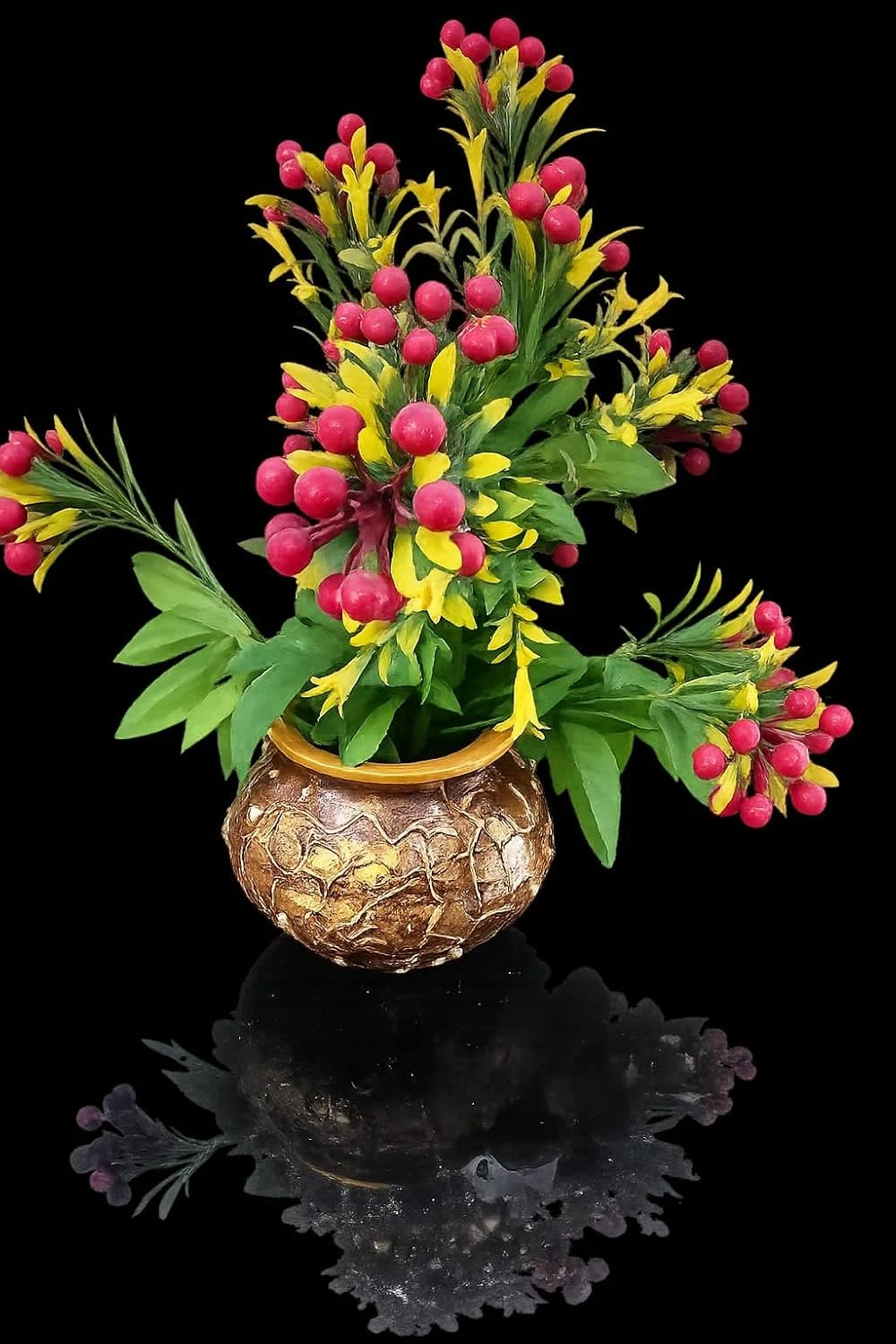 Curated Craft Earthen Clay Decorative Vase Handmade Terracotta Pot with Vintage Textured Artwork for Home Décor (13.97Lx12.7H cm) view 3