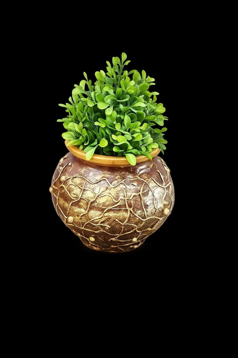 Curated Craft Earthen Clay Decorative Vase Handmade Terracotta Pot with Vintage Textured Artwork for Home Décor (13.97Lx12.7H cm) view 4