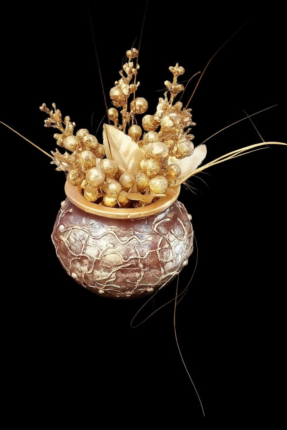 Curated Craft Earthen Clay Decorative Vase Handmade Terracotta Pot with Vintage Textured Artwork for Home Décor (13.97Lx12.7H cm) view 5
