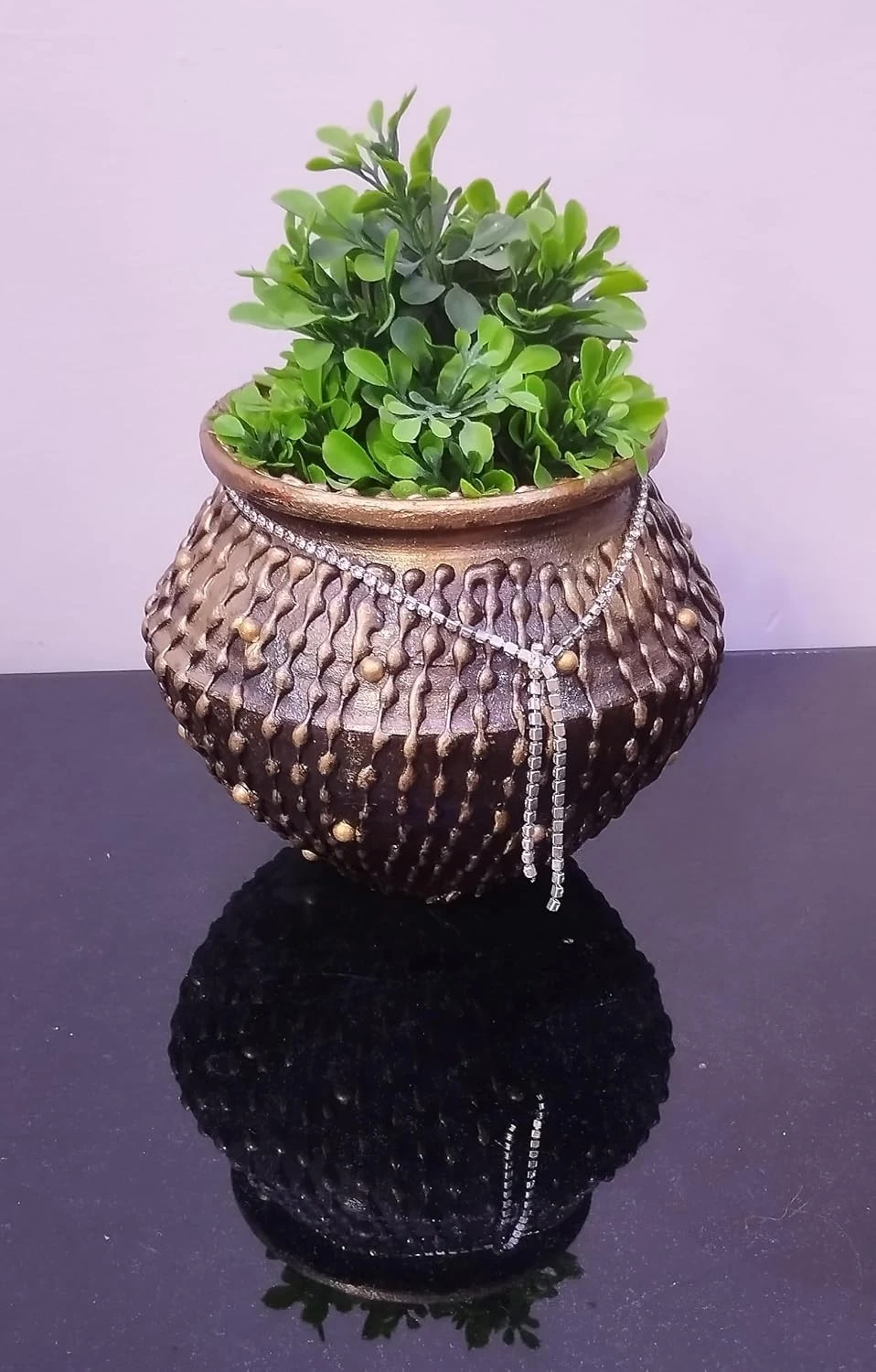 Curated Craft Terracotta Handcrafted Matki Planter with Antique Decorative Earthen Clay Mitti Pot for Artificial Plants Home,Office and Living Room Décor (17.78Lx12.7H cm) view 3