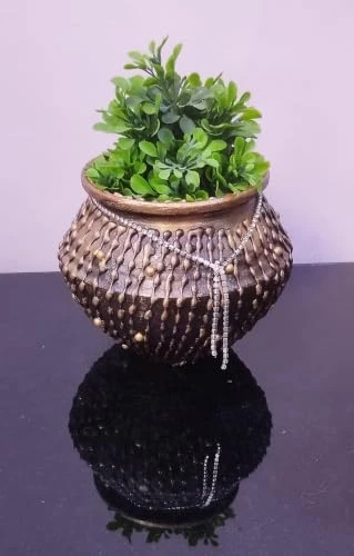 Curated Craft Terracotta Handcrafted Matki Planter with Antique Decorative Earthen Clay Mitti Pot for Artificial Plants Home,Office and Living Room Décor (17.78Lx12.7H cm) view 8