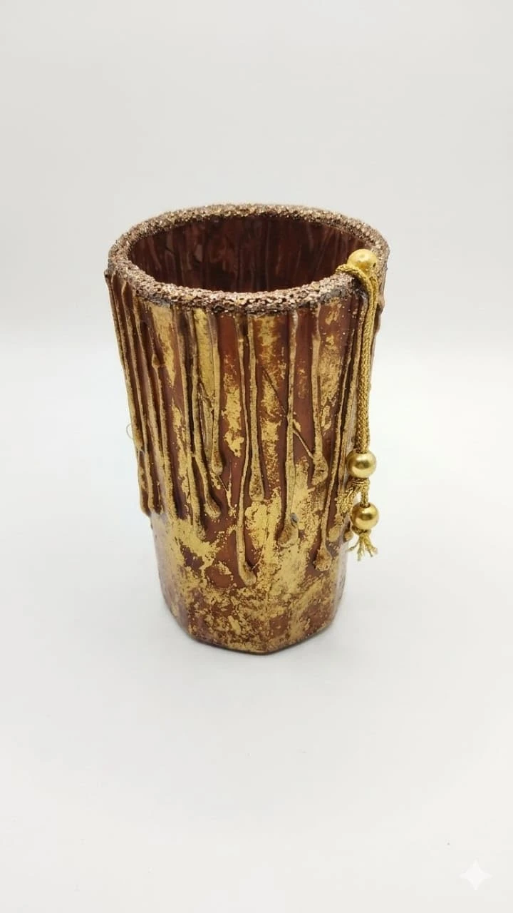 Curated Craft Handmade Decorative Flower Holder Vase with Rustic Antique Design for Elegant Home Styling (6.35Lx11.43H cm) view 4