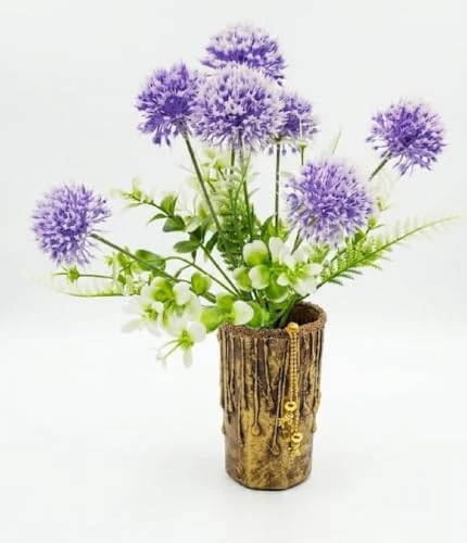 Curated Craft Handmade Decorative Flower Holder Vase with Rustic Antique Design for Elegant Home Styling (6.35Lx11.43H cm) view 7