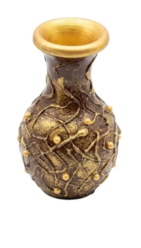 Curated Craft Handmade Rustic Decorative Flower Vase with Golden Artistic Design for Indoor Home Styling (10.16Lx16.51H cm) view 5