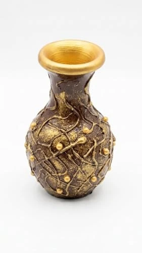Curated Craft Handmade Rustic Decorative Flower Vase with Golden Artistic Design for Indoor Home Styling (10.16Lx16.51H cm) view 6