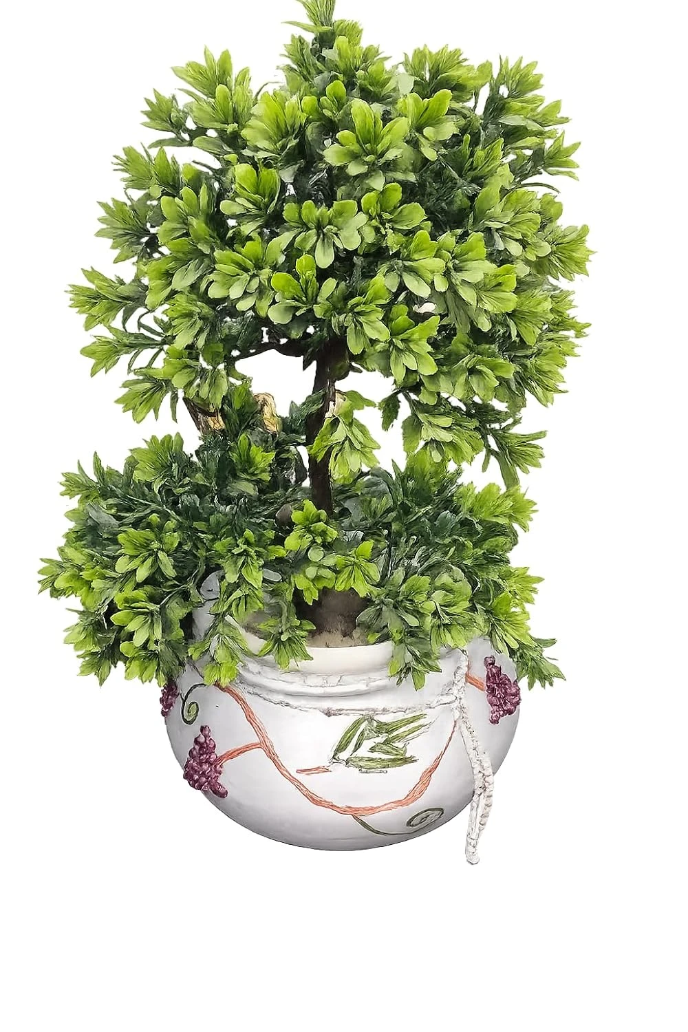 Curated craft Terracotta Handcrafted Matki Planter with Grape Vine Design with Blue Interior Decorative Earthen Clay Mitti Pot for Artificial Plants Home,Office and Living Room Décor (17.78Lx8.89H cm) view 3