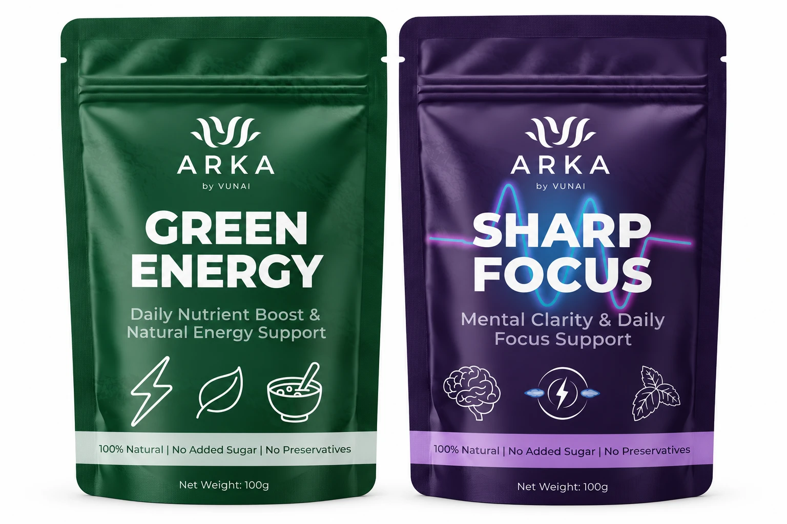 ARKA by VUNAI | Focus & Energy Combo | Sharp Focus + Green Energy view 1