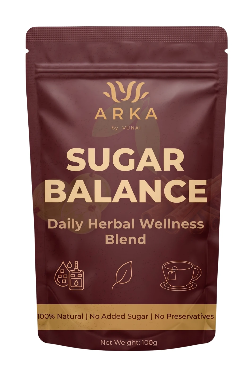 ARKA by VUNAI | Sugar Balance | Guava Leaf, Amla & Ceylon Cinnamon Blend | 100 g view 1