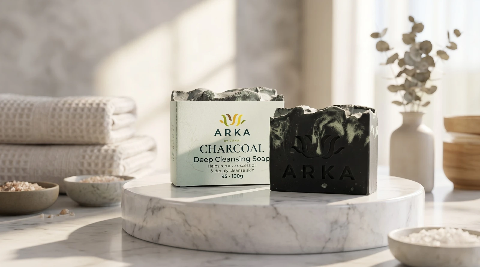 ARKA by VUNAI | Charcoal Handmade Soap | 75 g view 2