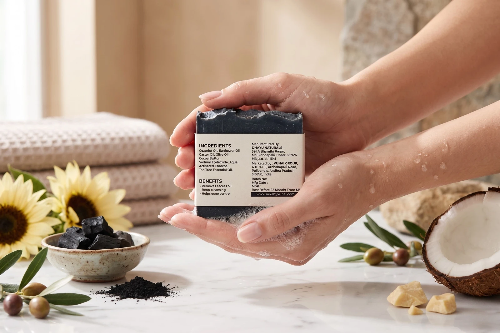 ARKA by VUNAI | Charcoal Handmade Soap | 75 g view 3
