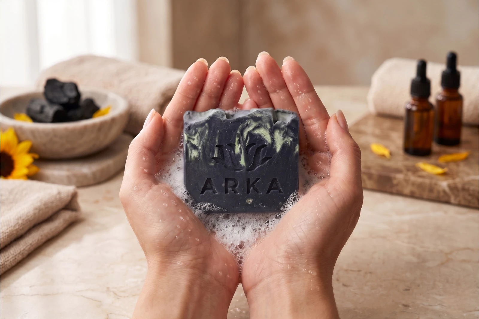 ARKA by VUNAI | Charcoal Handmade Soap | 75 g view 5