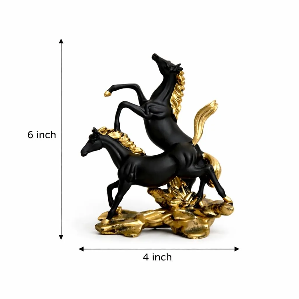 Black & Gold Running Horse Showpiece for Home Decor view 2