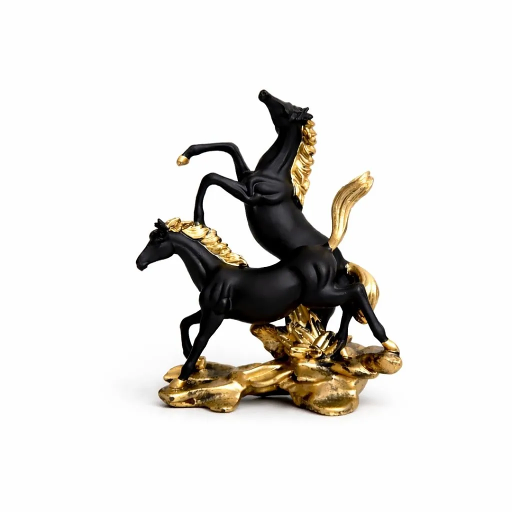 Black & Gold Running Horse Showpiece for Home Decor view 3