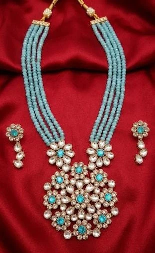 AEJS:10 Sky Blue Crystal Necklace Set view 3