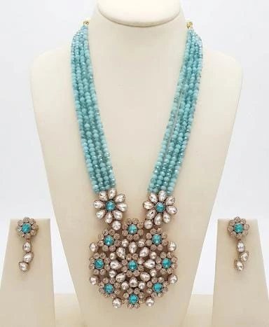 AEJS:10 Sky Blue Crystal Necklace Set view 2
