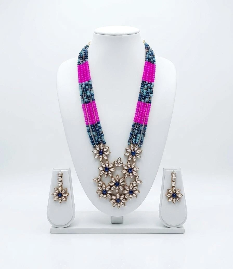 AEJS:13 Pink & Sky Blue Necklace Set view 2