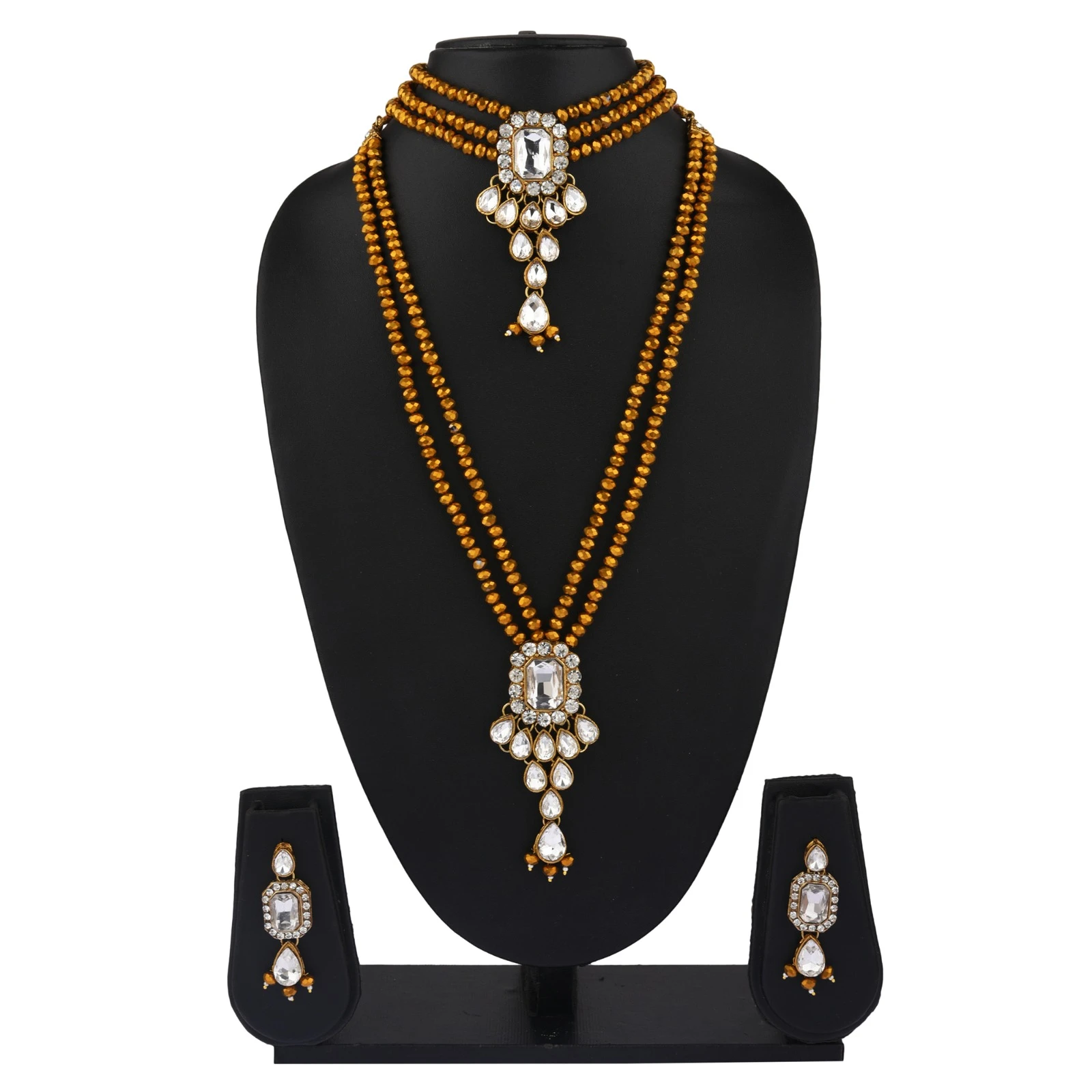WP:15 Golden Crystal Necklace Set view 1