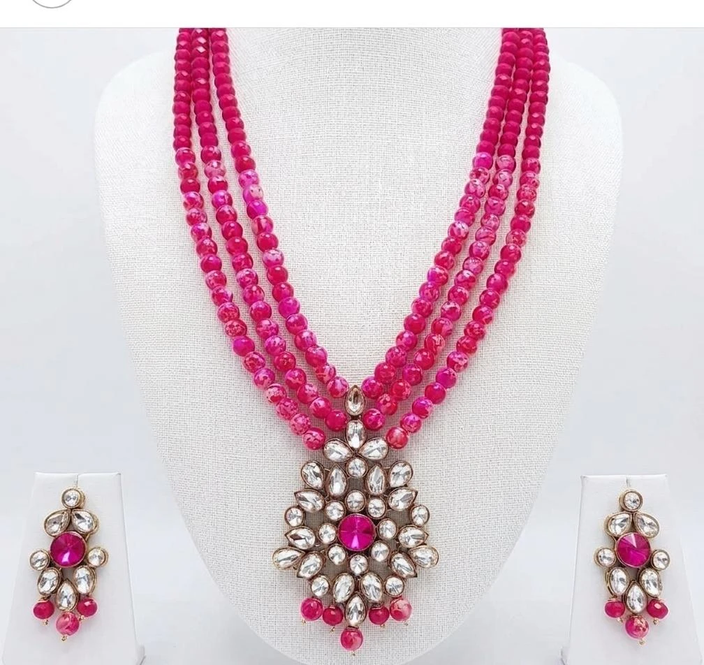 WP:246 Dark Pink Necklace Set view 2