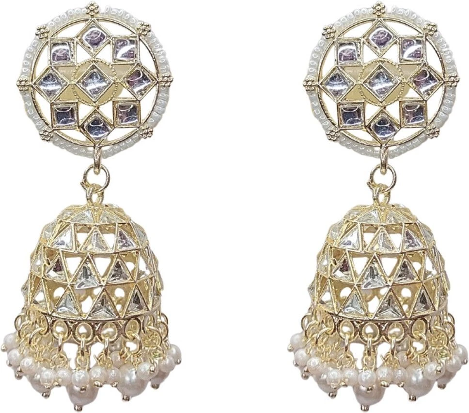Tahaniya Bindu Ghunghroo Geometric Bell-Drop Earrings Jhumki Earring view 2