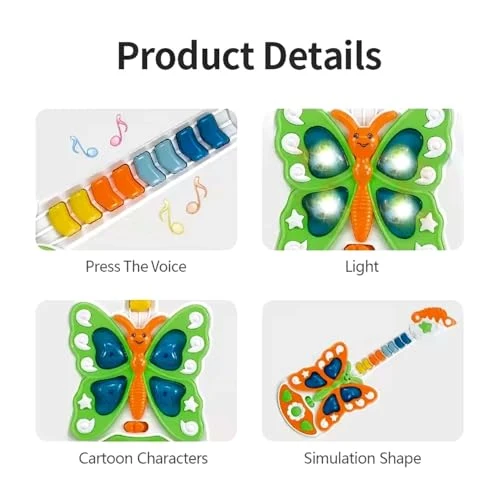 Design Studio Butterfly Guitar Toy with Light & Music β Electric Rock Multifunctional Keyboard Guitar for Kids, Musical Learning & Interactive Fun view 4