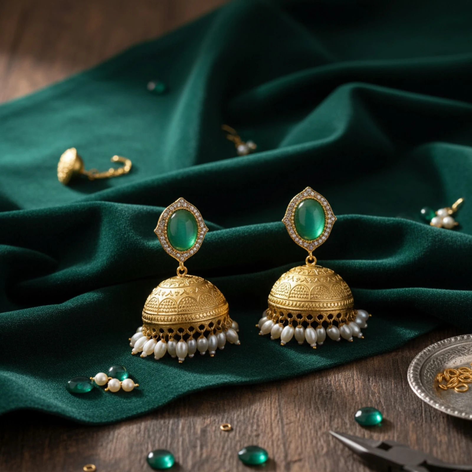 Tahaniya Bell Pearl Drop Earrings Stud Earring view 1