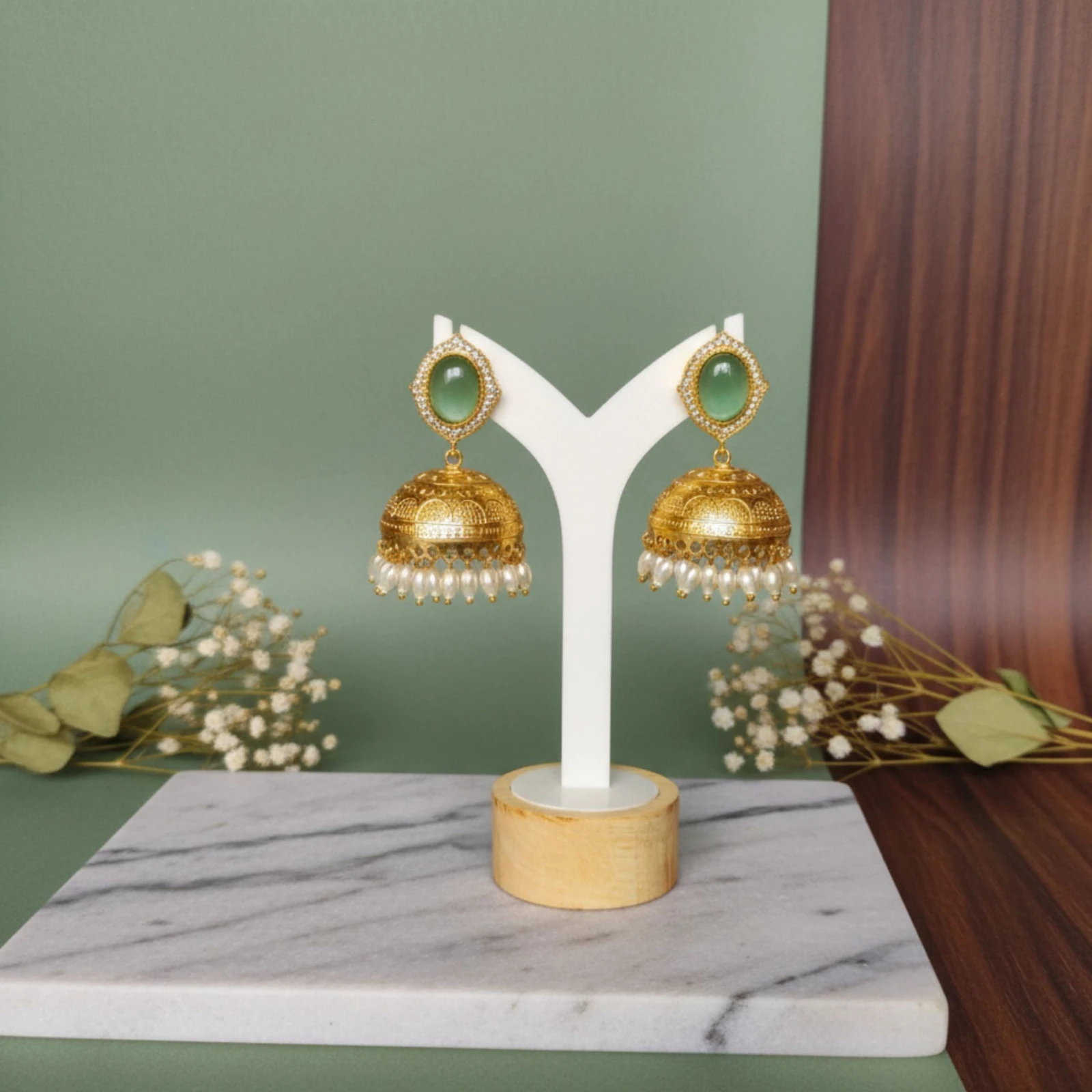 Tahaniya Bell Pearl Drop Earrings Stud Earring view 4