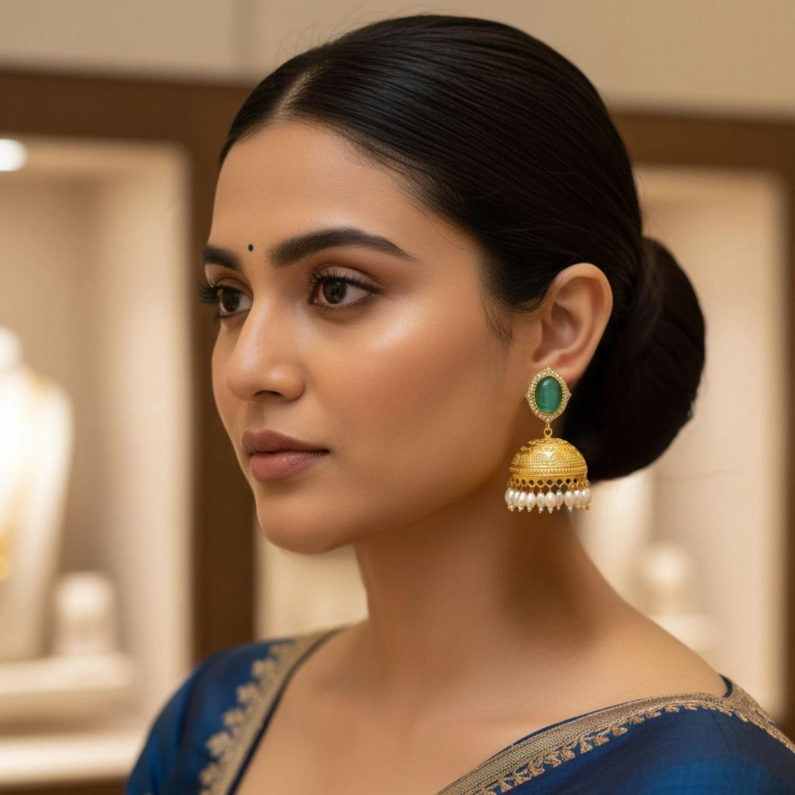 Tahaniya Bell Pearl Drop Earrings Stud Earring view 5