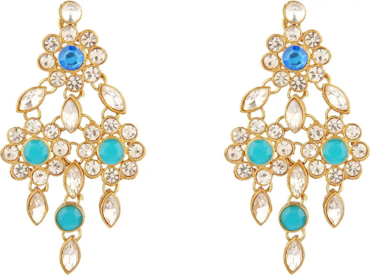 CATALYST CA : 620 SKY BLUE & BLUE Crystal Alloy Drops & Danglers view 1