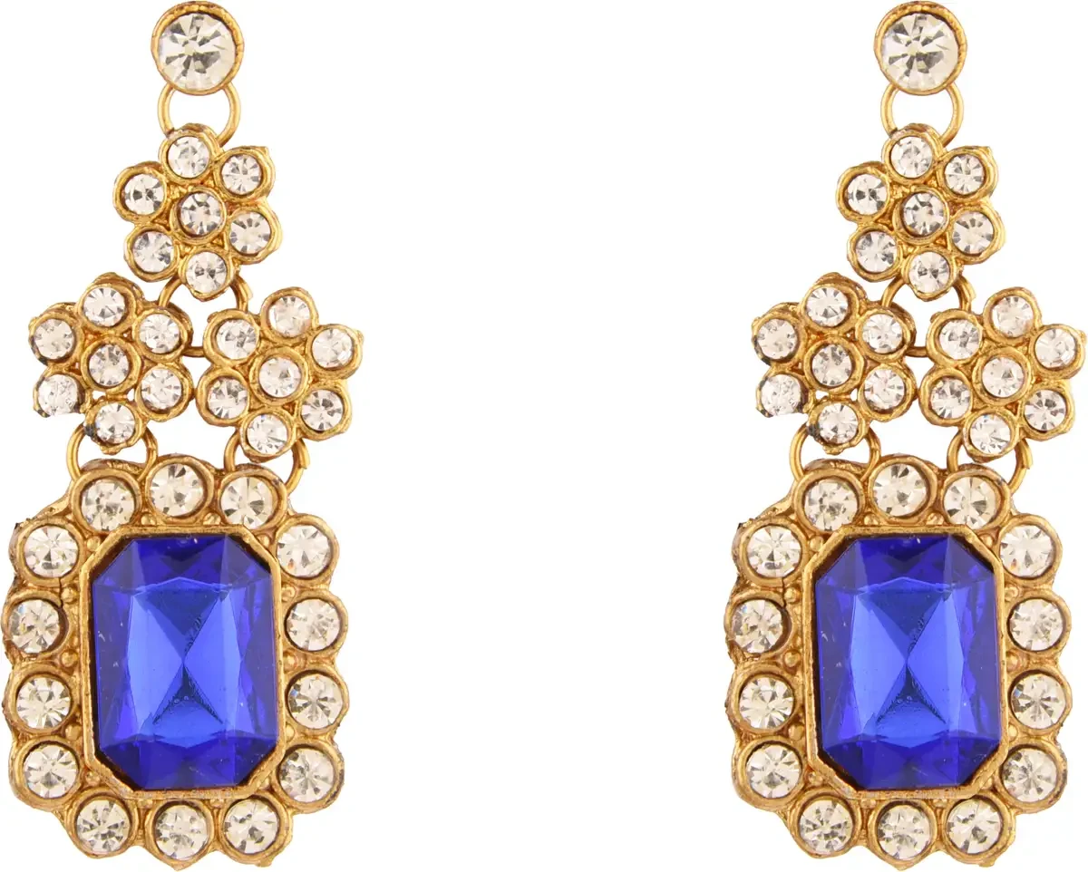 CATALYST CA : 600 BLUE ROUND TOP EARRING Crystal Alloy Earring Set, Stud Earring view 1