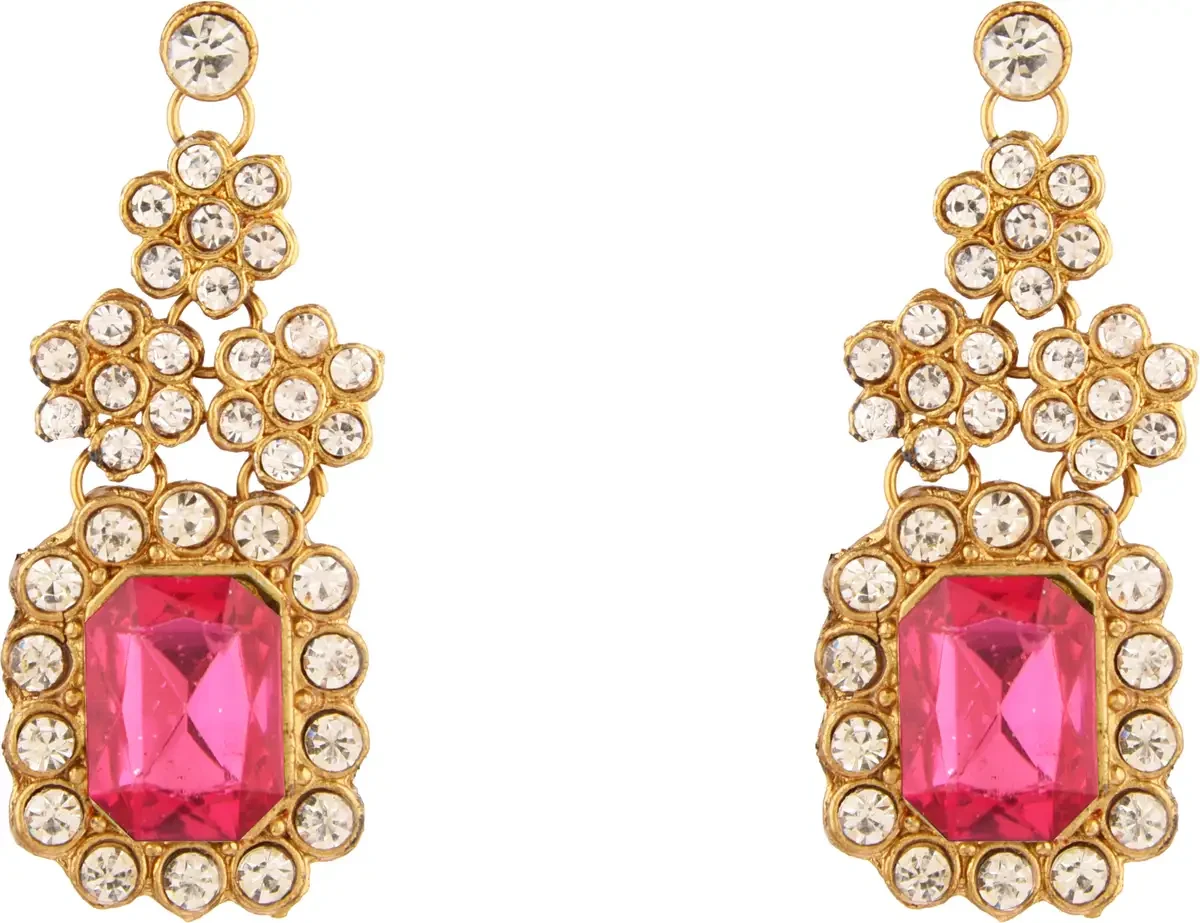 CATALYST CA : 600 DARK PINK EARRING Crystal Alloy Drops & Danglers view 1