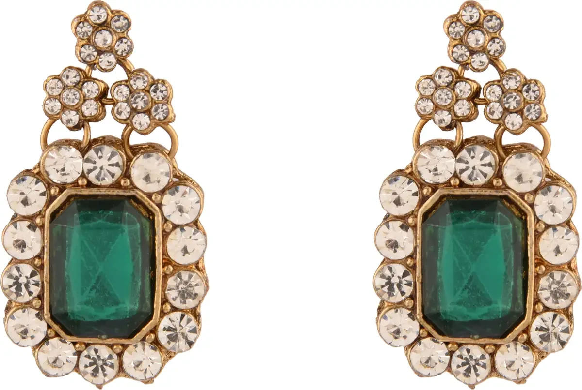 CATALYST CA : 600 GREEN EARRING Crystal Alloy Drops & Danglers view 1
