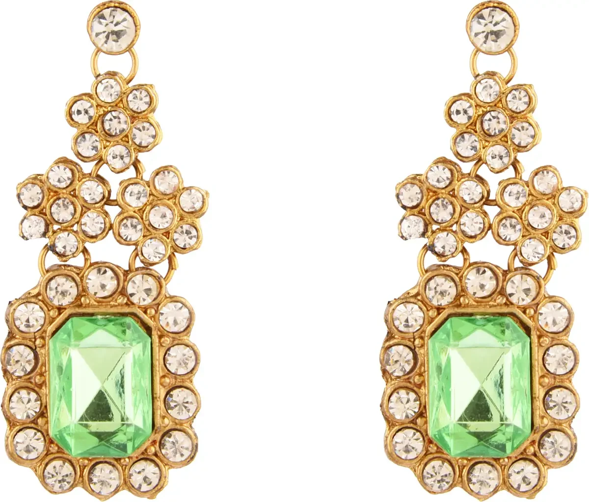 CATALYST CA : 600 LION GREEN EARRING Crystal Alloy Drops & Danglers view 1