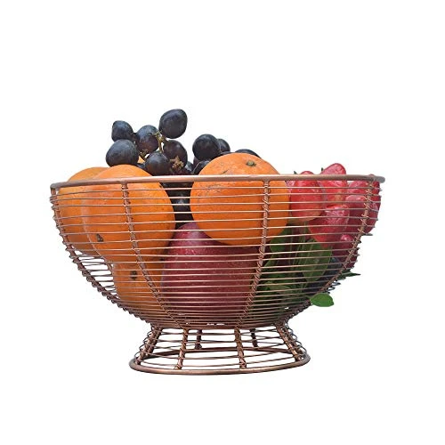 Craft Brio -A TRENDY HANDICRAFTS Wire Mild Steel Solid Bowl Basket - 3kg, 1 Piece, Brown, Copper view 2