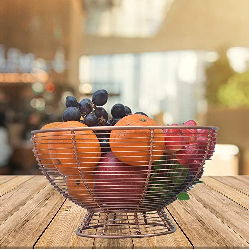 Craft Brio -A TRENDY HANDICRAFTS Wire Mild Steel Solid Bowl Basket - 3kg, 1 Piece, Brown, Copper view 3