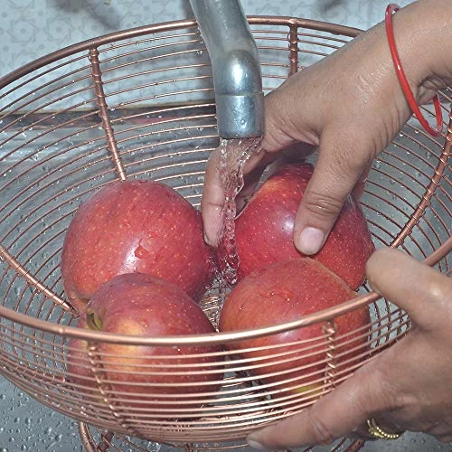 Craft Brio -A TRENDY HANDICRAFTS Wire Mild Steel Solid Bowl Basket - 3kg, 1 Piece, Brown, Copper view 6
