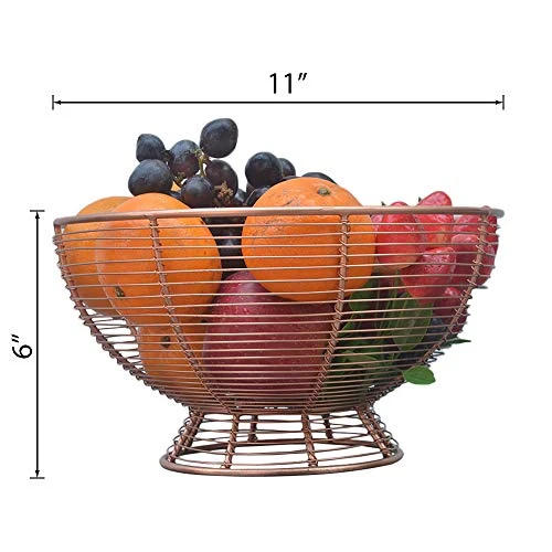 Craft Brio -A TRENDY HANDICRAFTS Wire Mild Steel Solid Bowl Basket - 3kg, 1 Piece, Brown, Copper view 5