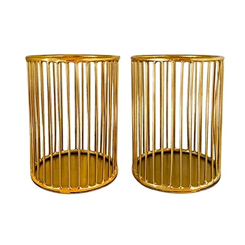Craft Brio -A TRENDY HANDICRAFTS Metal Pen Pencil and Office Desk Stationery Organizers Holder Diwali Gifting Items (Golden, 3.5 X 3.5 X 5 Inches) - Set of 2 view 7