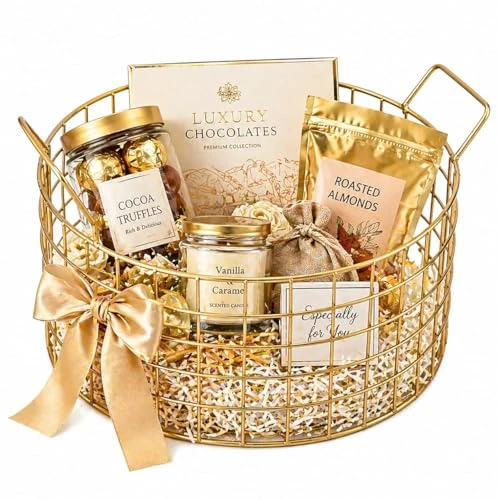 Craft Brio -A TRENDY HANDICRAFTS Multi-Purpose Metal & Gold Finish Wire Round Basket (Gold, Medium, 9.5 X 10 X 5 Ht) Pack Of 1 view 3
